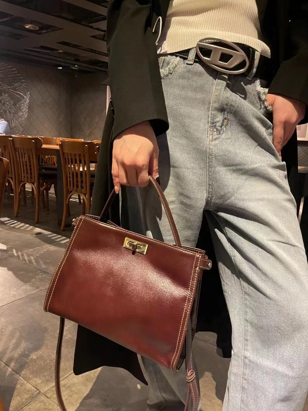 EGM286 TAN Genuine Leather Bag