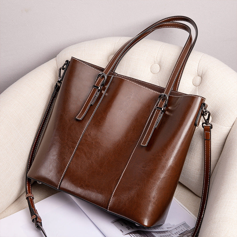 EGM284 COFFEE Genuine Leather Bag