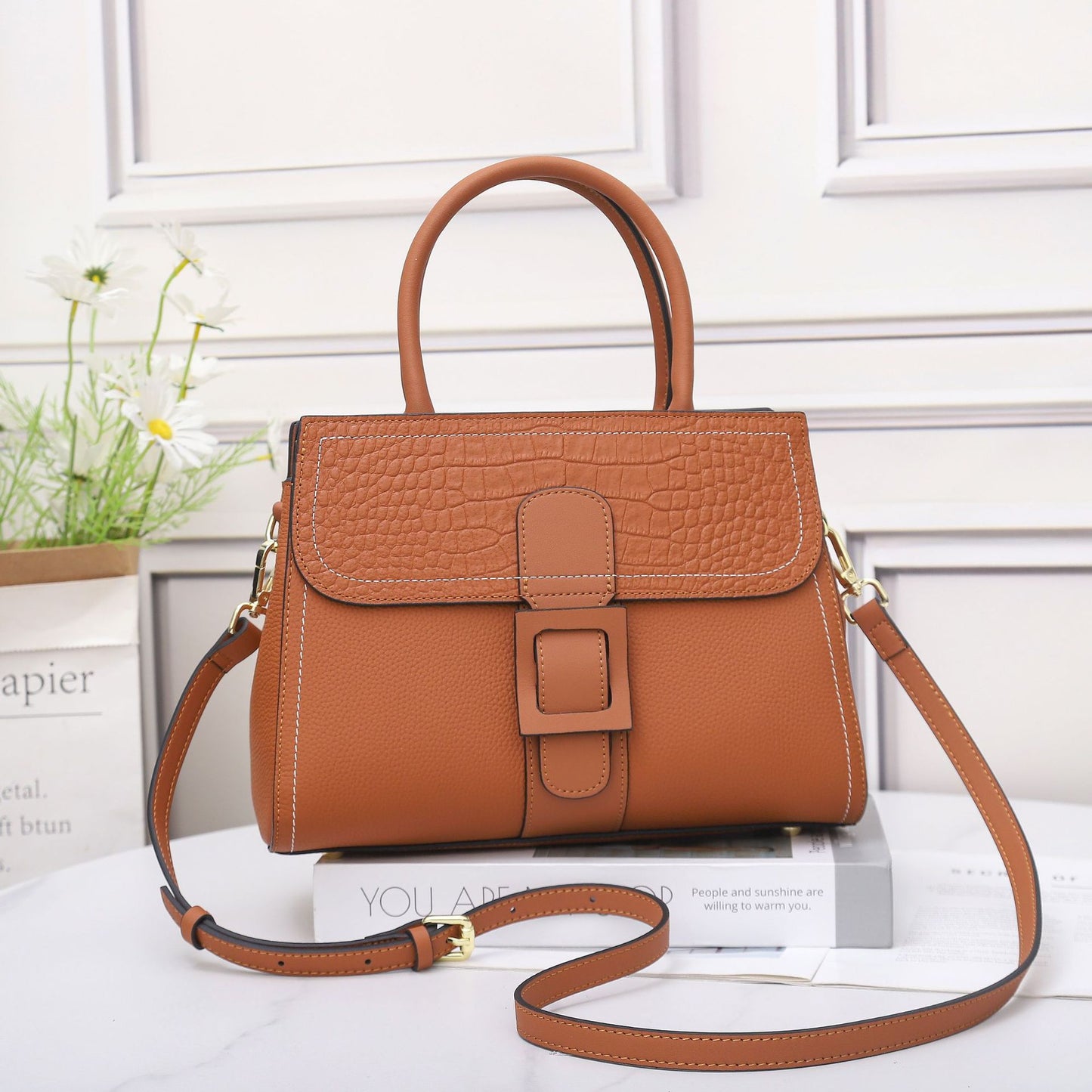 EGM274 BROWN Genuine Leather Bag