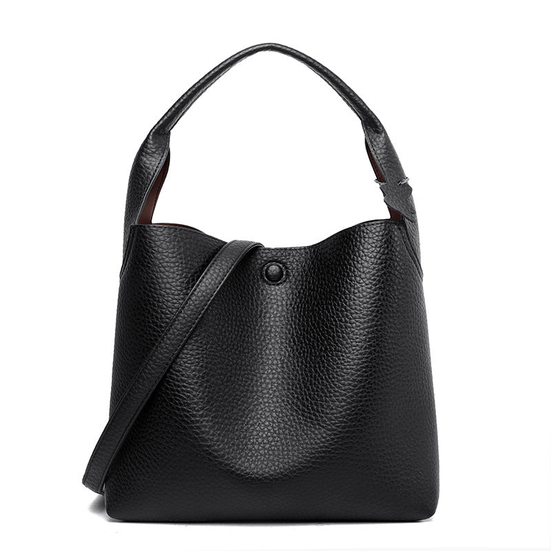 EMS163 BLACK Vegan Leather Bag