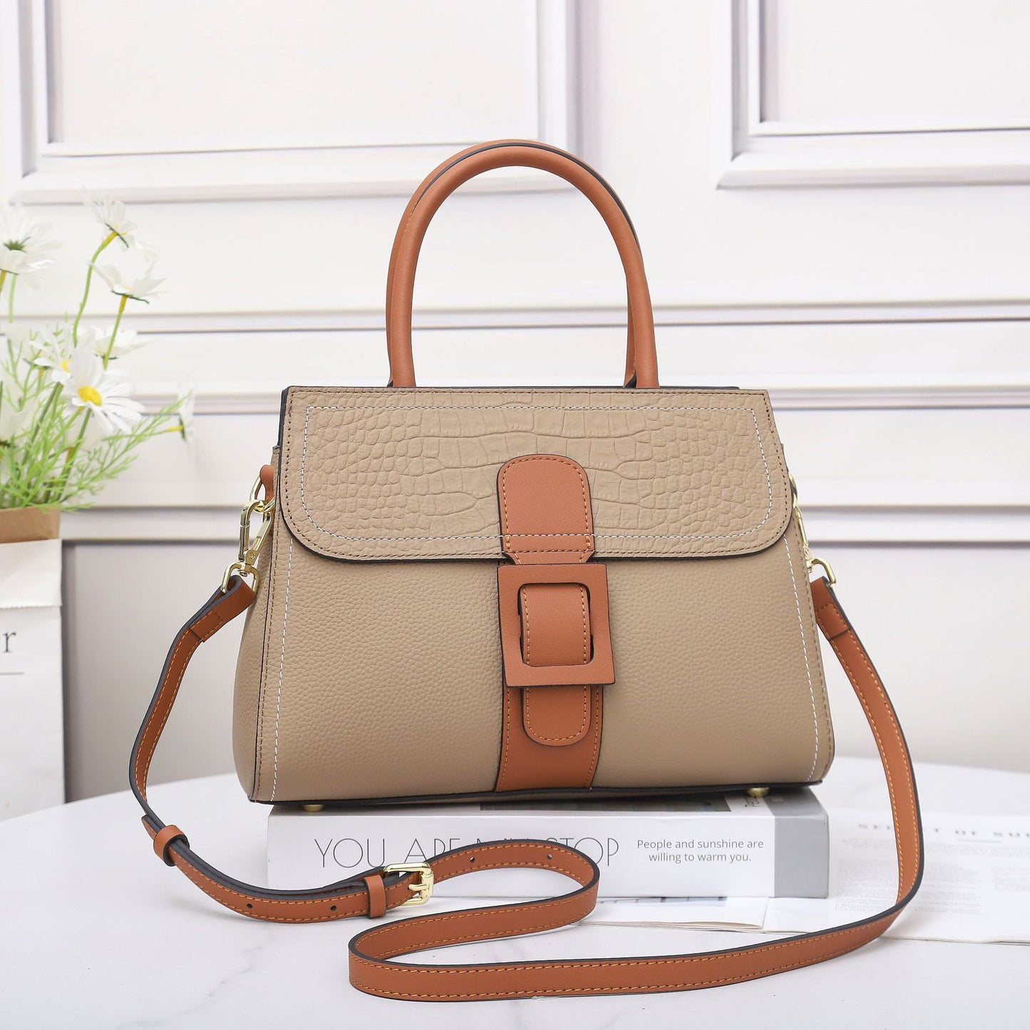 EGM274 KHAKI Genuine Leather Bag