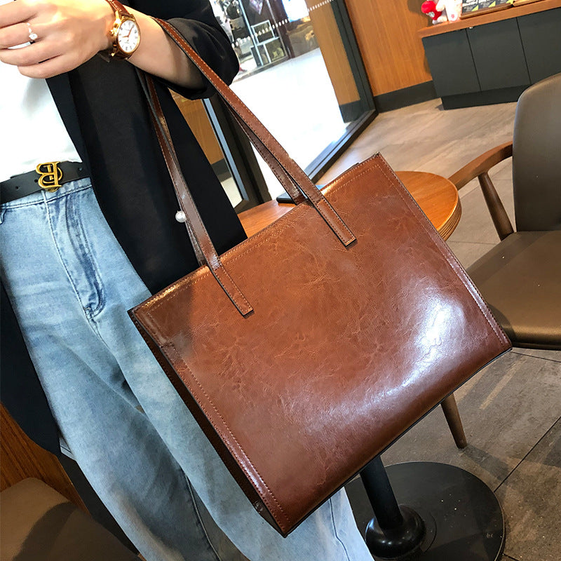 EGM283 COFFEE Genuine Leather Bag