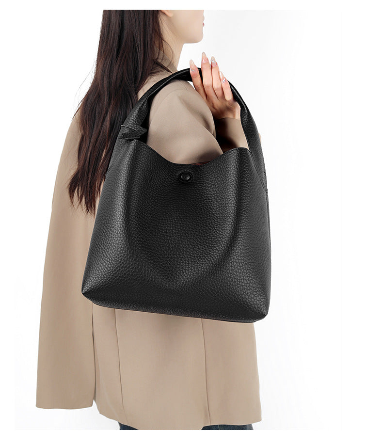 EMS163 BLACK Vegan Leather Bag